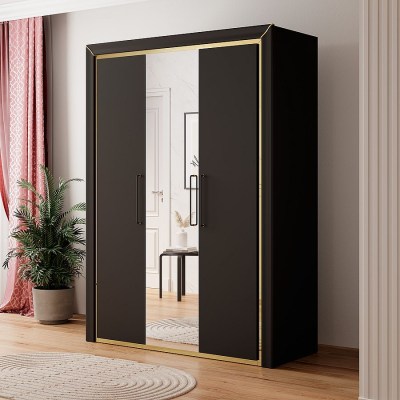 Шкаф распашной 3D Arno 24W0LF19 в цвете черный матовый - золото